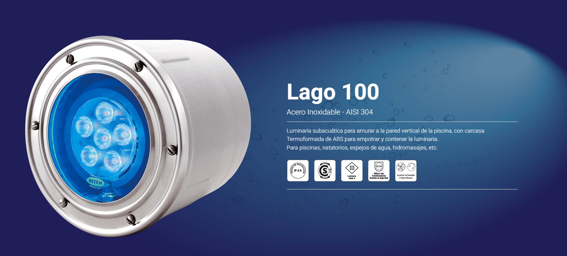 BELTRAM Luminaria Pileta p/empotrar Ar111 LAGO 100 NA9120